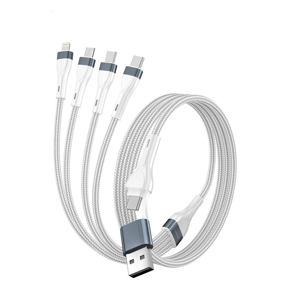 4smarts 4-i-2 Multi Ladekabel - USB-C / USB-A / Lightning / Micro USB - 25cm - Hvit