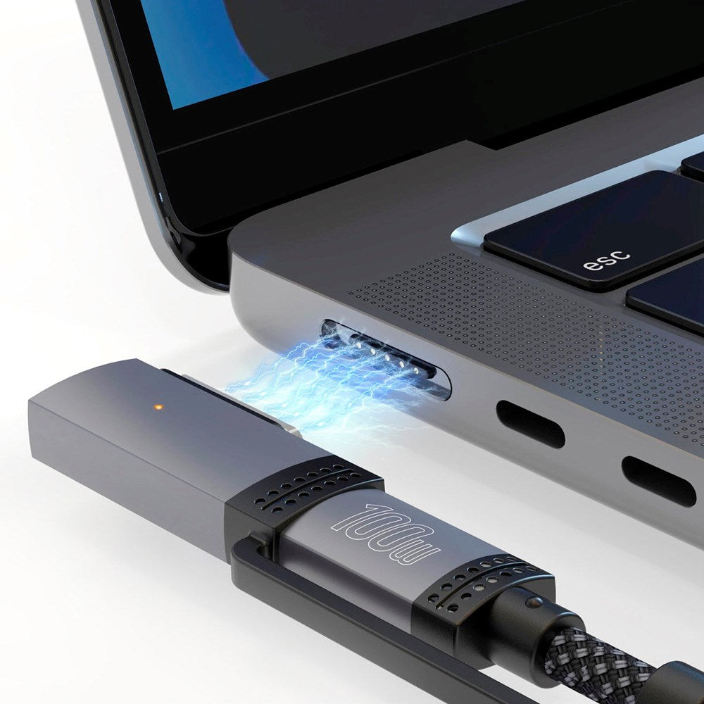 4smarts 2-i-1 Ladekabel - USB-C Kabel & MagSafe 3 Adapter - 100W / 2m - Svart