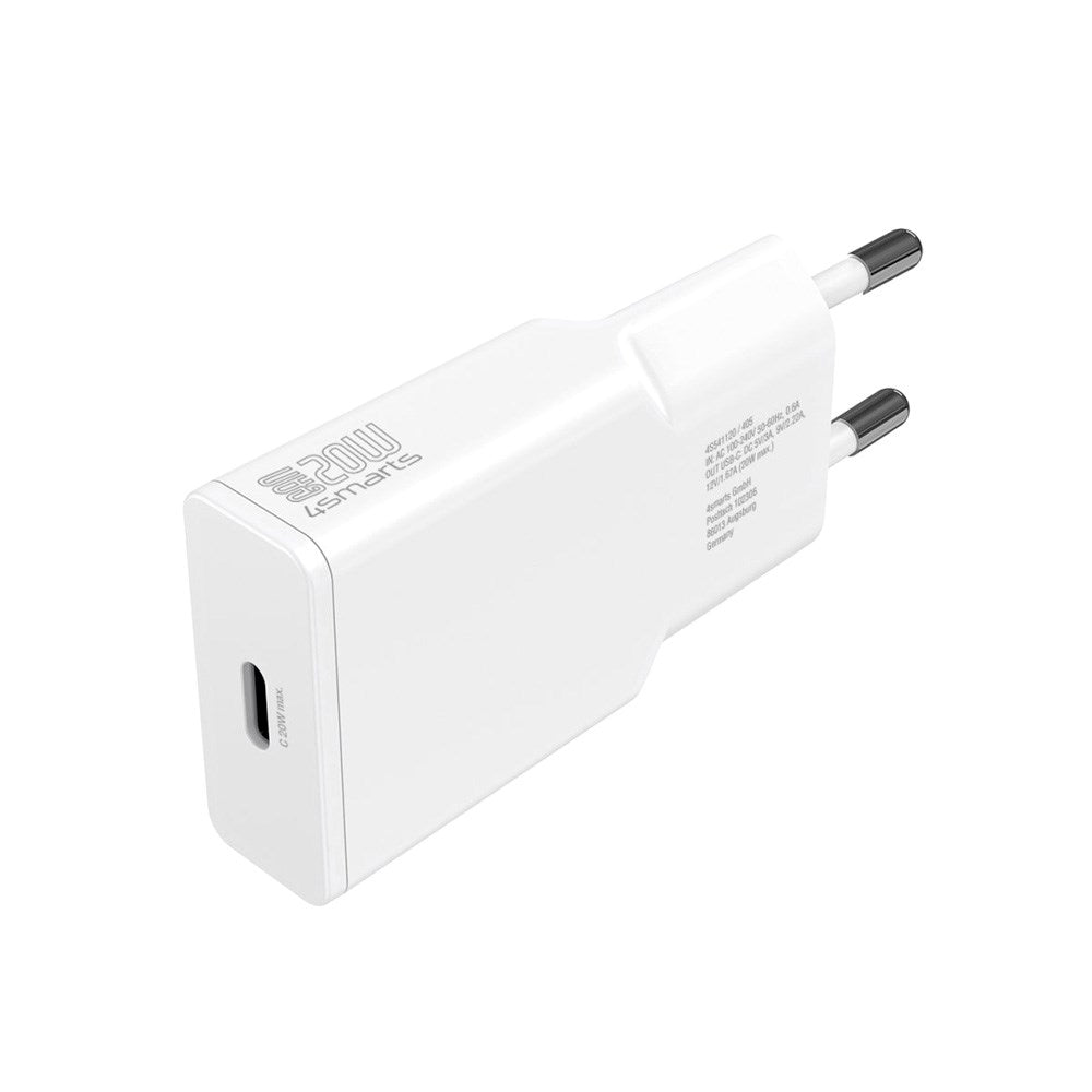 4smarts - Vegglader USB-C til Lightning Kabel - 20W / 1.5m - Hvit