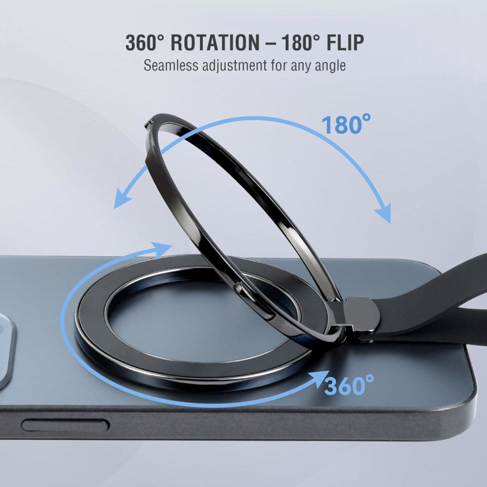 4smarts Magnetisk Finger Ring - MagSafe Kompatibel - 2 stk - Svart / Oransje