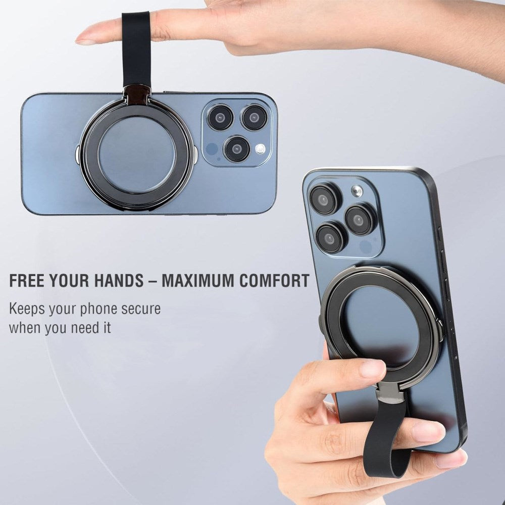 4smarts Magnetisk Finger Ring - MagSafe Kompatibel - 2 stk - Svart / Oransje