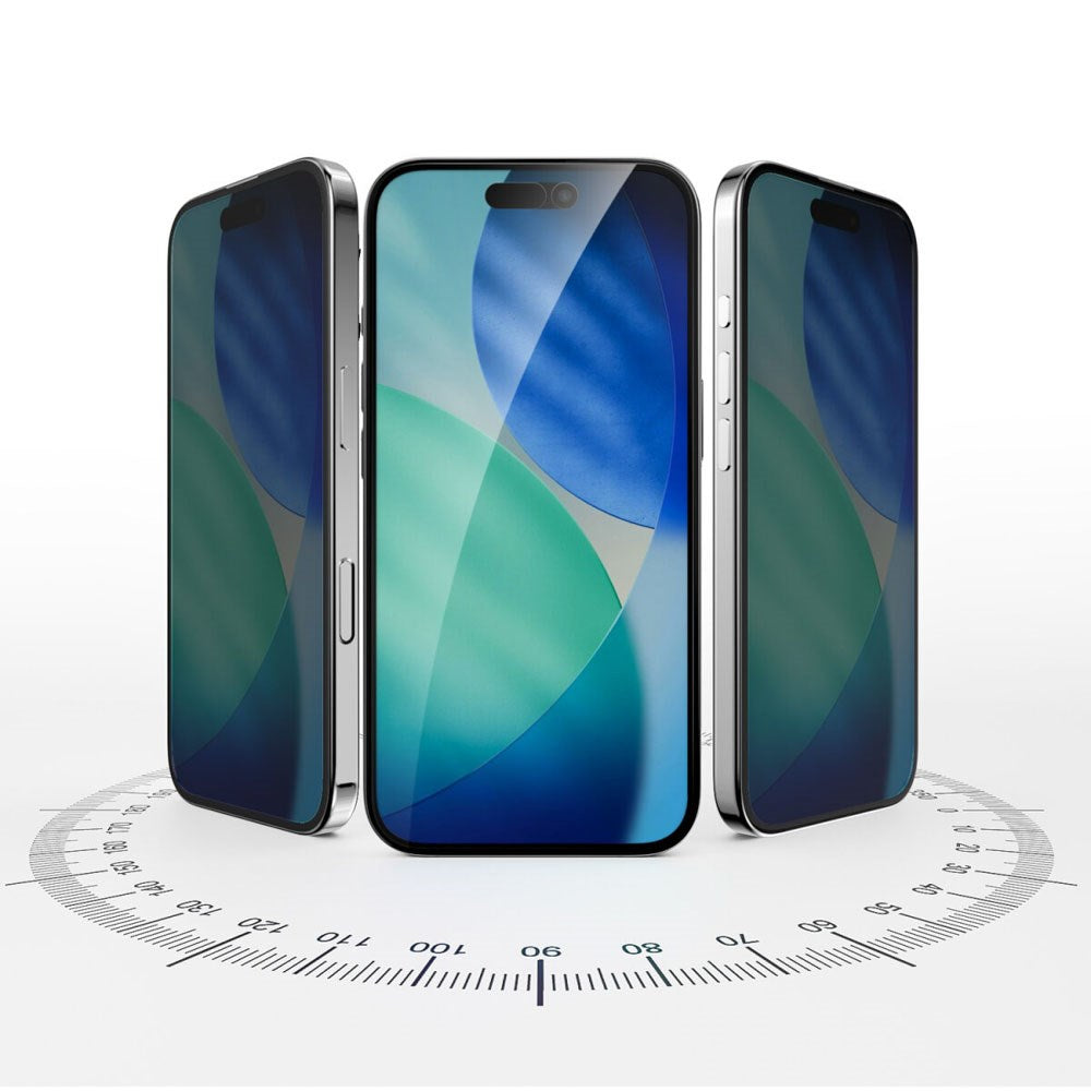 iPhone 17 4Smarts Second Glass Skjermbeskytter med Monteringsramme - Privacy Funksjon - Gjennomsiktig