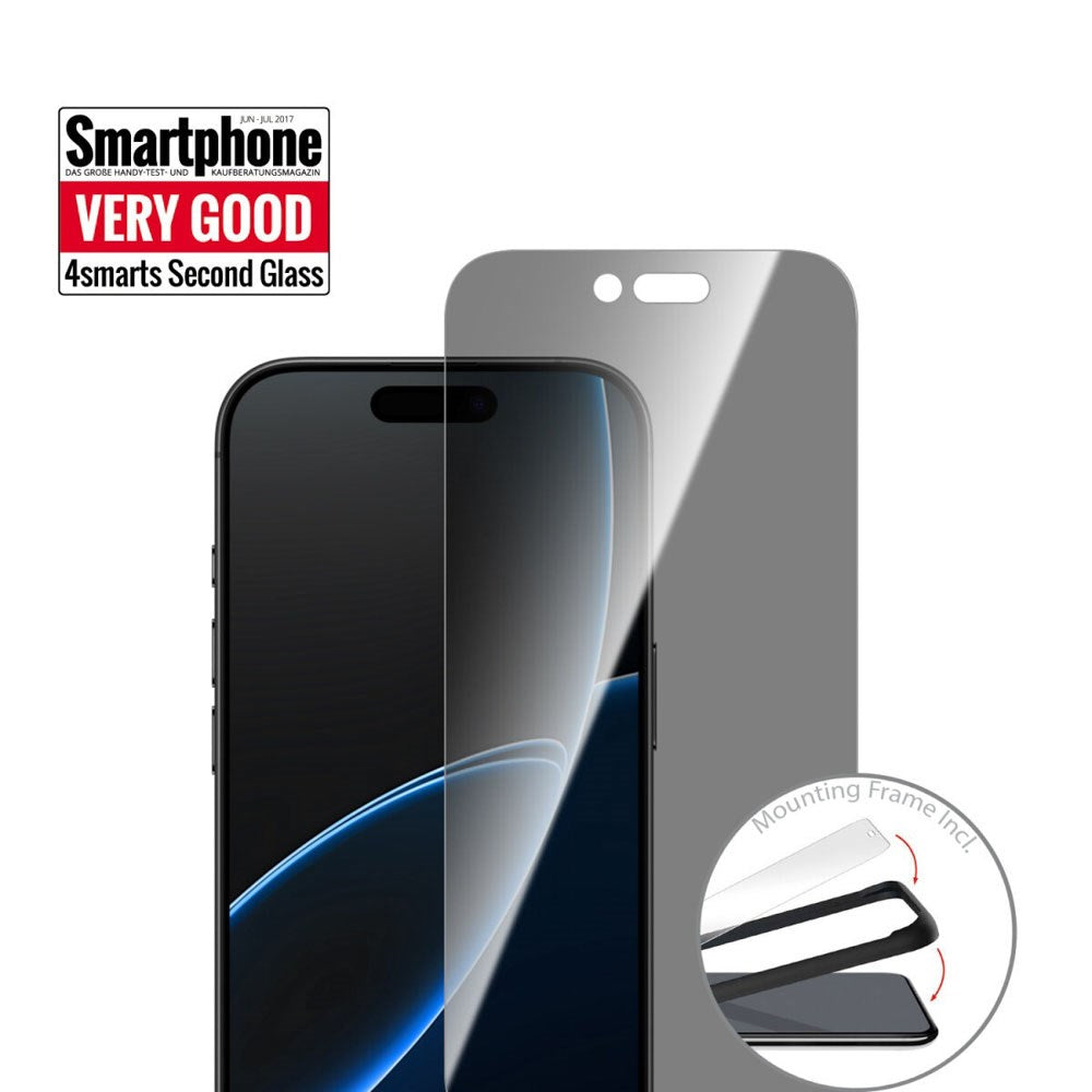 iPhone Air 4Smarts Second Glass Skjermbeskytter med Monteringsramme - Privacy Funksjon - Gjennomsiktig