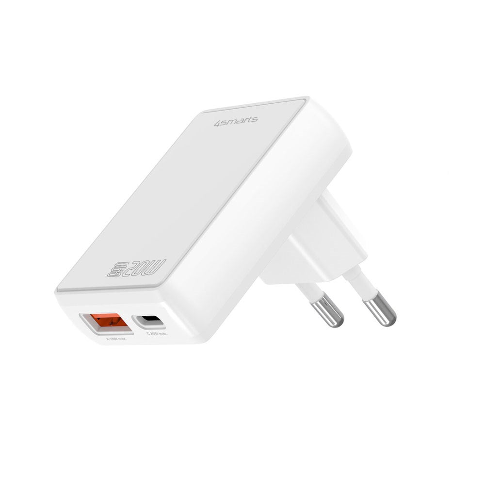 4smarts FlatPlug 20W Vegglader med 1 x USB-C 1 x USB-A - Hvit