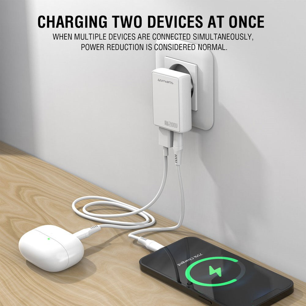 4smarts FlatPlug 20W Vegglader med 1 x USB-C 1 x USB-A - Hvit