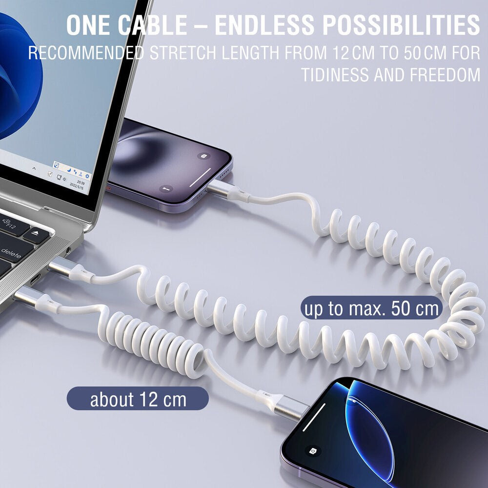 4smarts 100W USB-C til USB-C Kabel – 50 cm – Hvit
