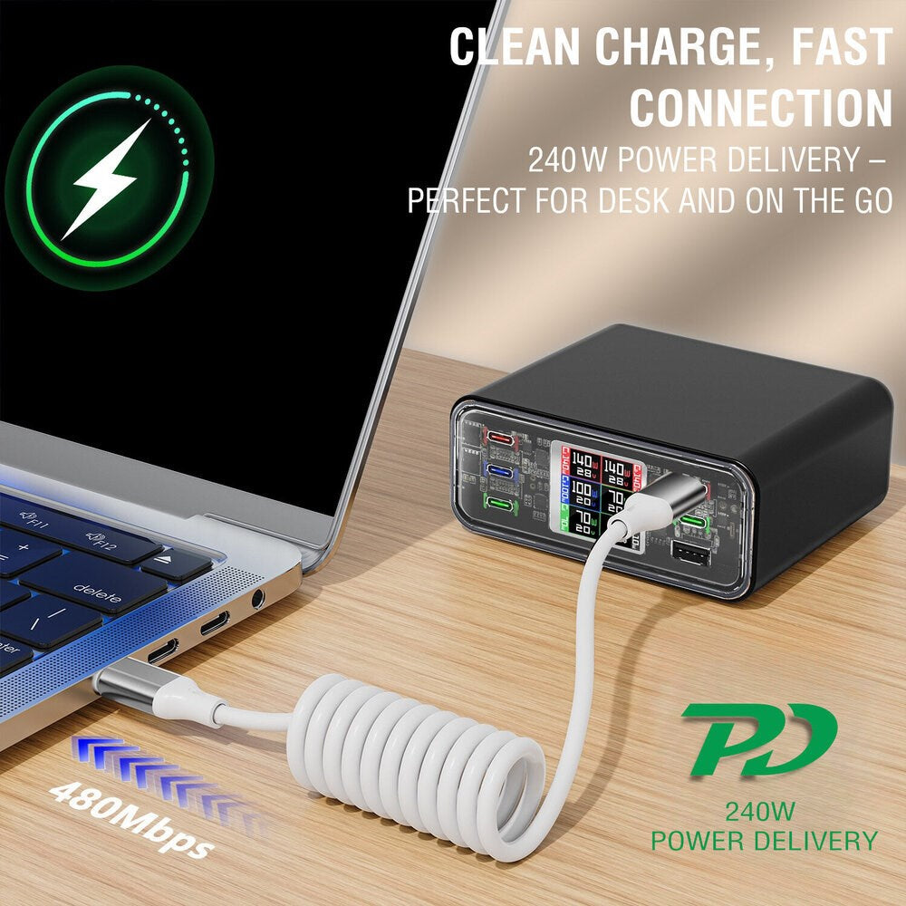4smarts 240W USB-C til USB-C Kabel – 50 cm – Hvit