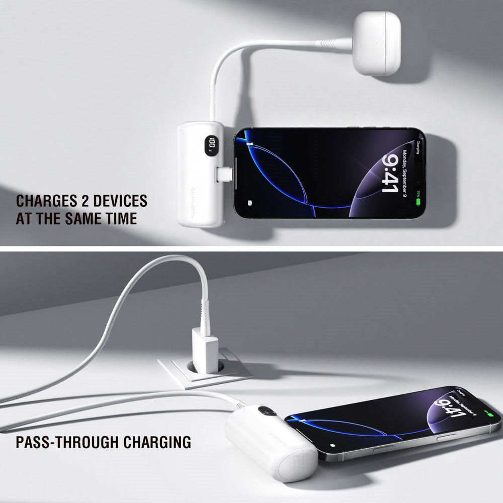 4smarts PicoFold 5000mAh Powerbank 22.5W med USB-C - Hvit
