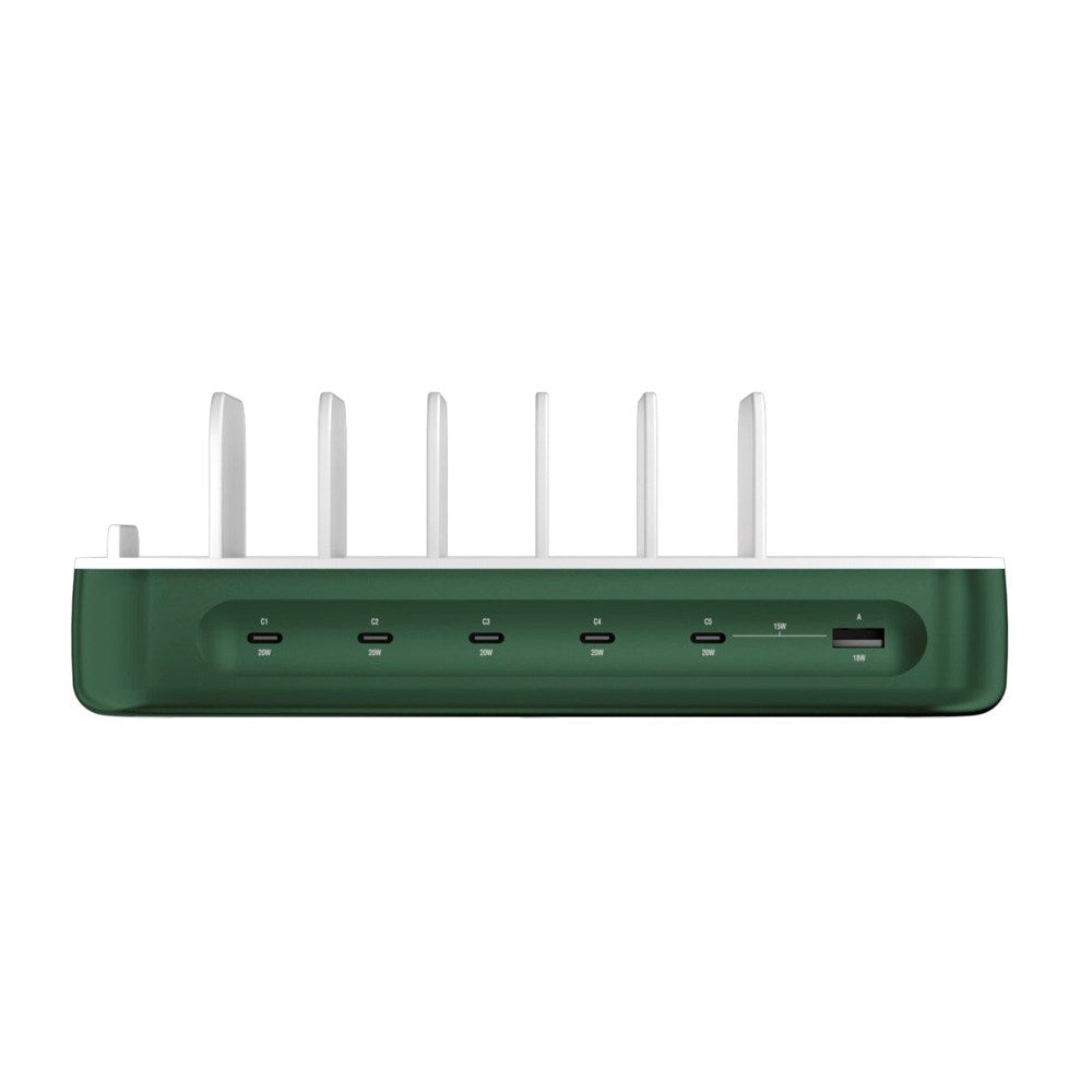 4smarts Ladestasjon m. 9 Lademuligheter - 5x USB-C Kabel & 1x 4-i-1 Multikabel - 100W - Grønn
