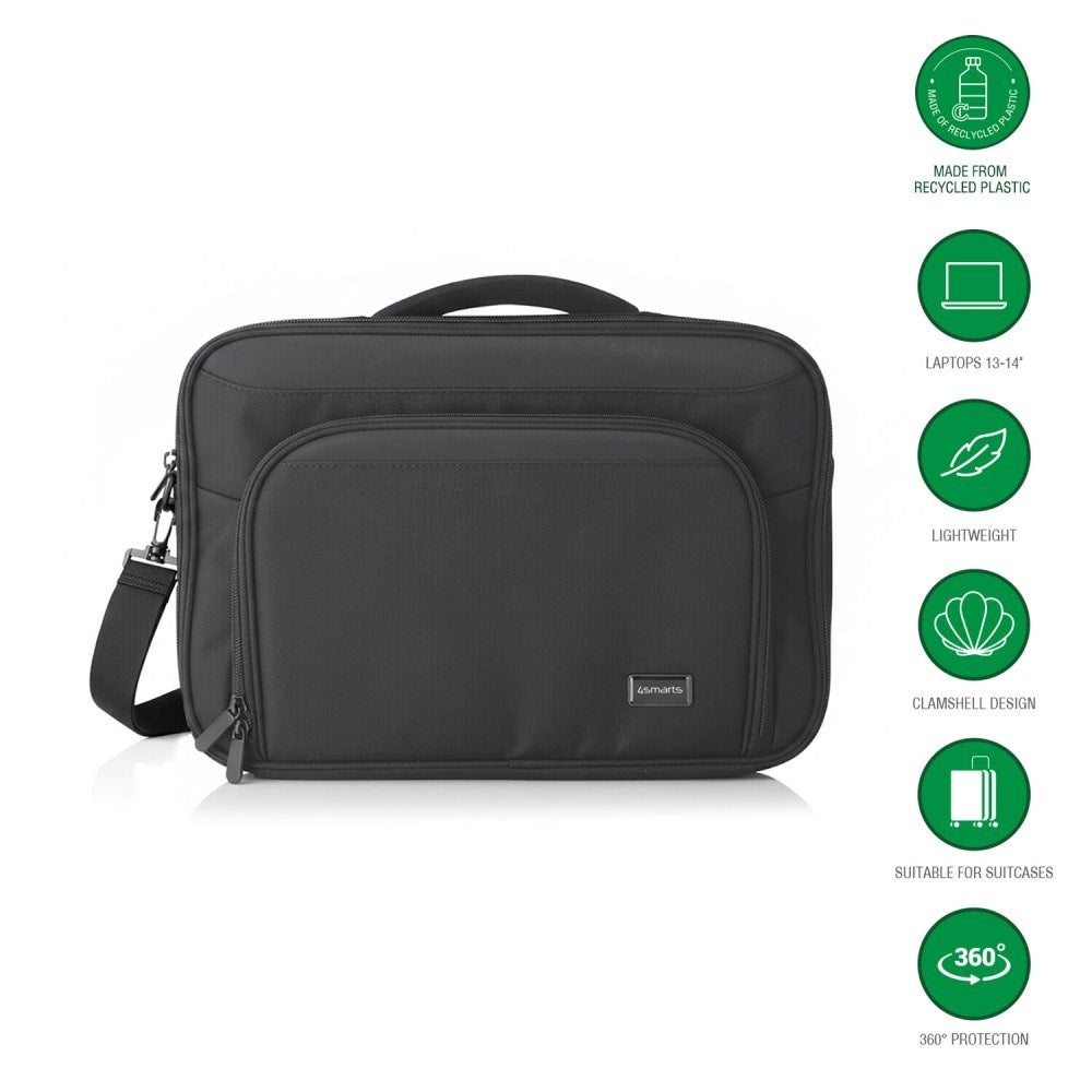 4smarts Eco Clamshell Datamaskinveske – 13–14" – Svart