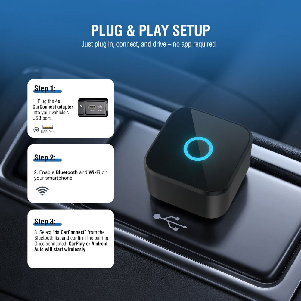 4smarts 2-i-1 Trådløs Adapter for Apple CarPlay & Android Auto – Svart