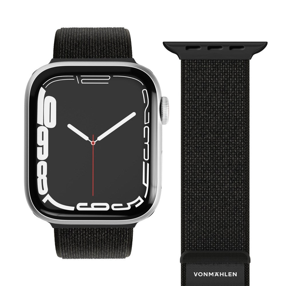 Apple Watch (42/44/45/46/SE/49mm) Vonmählen Fitness Loop 2 Nylon Klokkerem - Svart