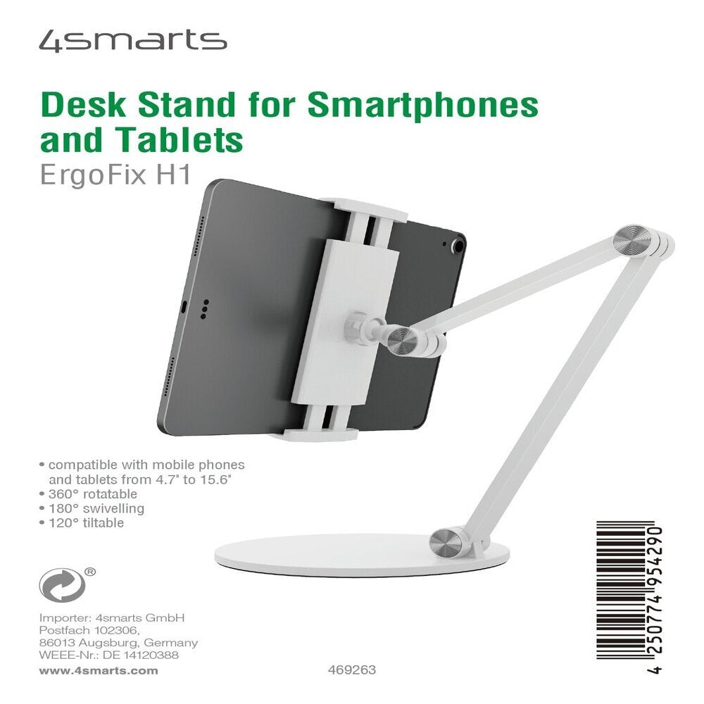 4smarts ErgoFix Holder for Mobil/Nettbrett - Hvit