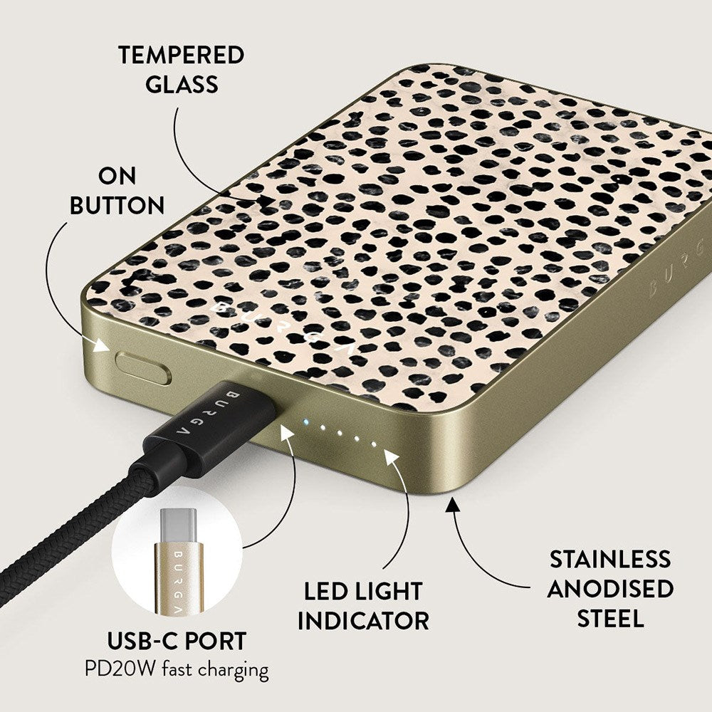 Burga 20W MagSafe Powerbank med Trådløs Lading og USB-C Port - Almond Latte