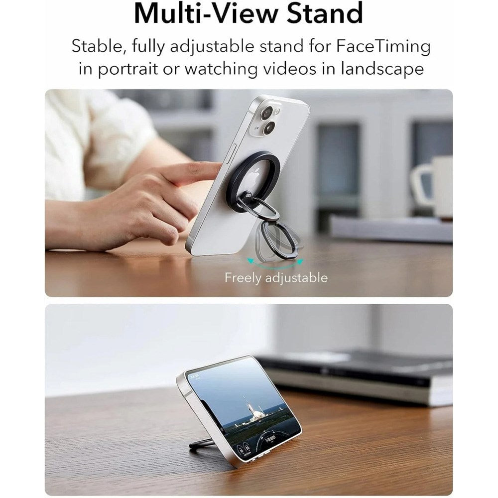 ESR Halolock MagSafe-Kompatibel Magnetisk Fingerring m. Stativ - Svart