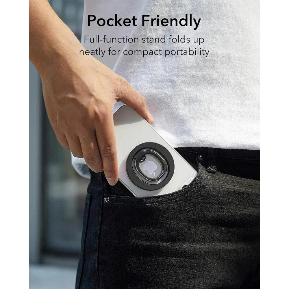 ESR Halolock MagSafe-Kompatibel Magnetisk Fingerring m. Stativ - Svart