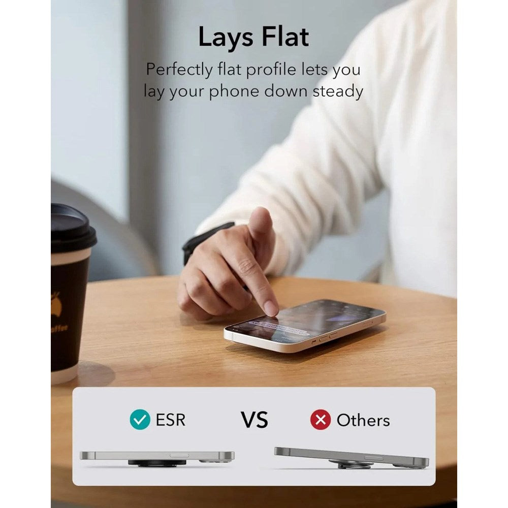 ESR Halolock MagSafe-Kompatibel Magnetisk Fingerring m. Stativ - Svart