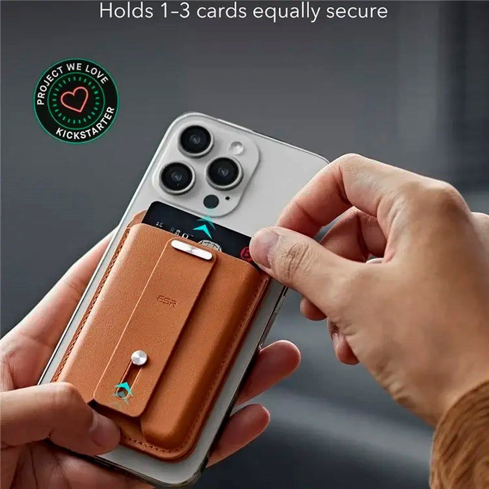 ESR GeoWallet Kortholder m. Ståfunksjon - MagSafe Kompatibel - Brun