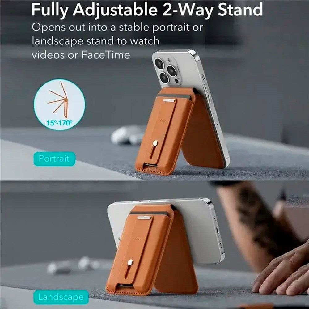 ESR GeoWallet Kortholder m. Ståfunksjon - MagSafe Kompatibel - Brun