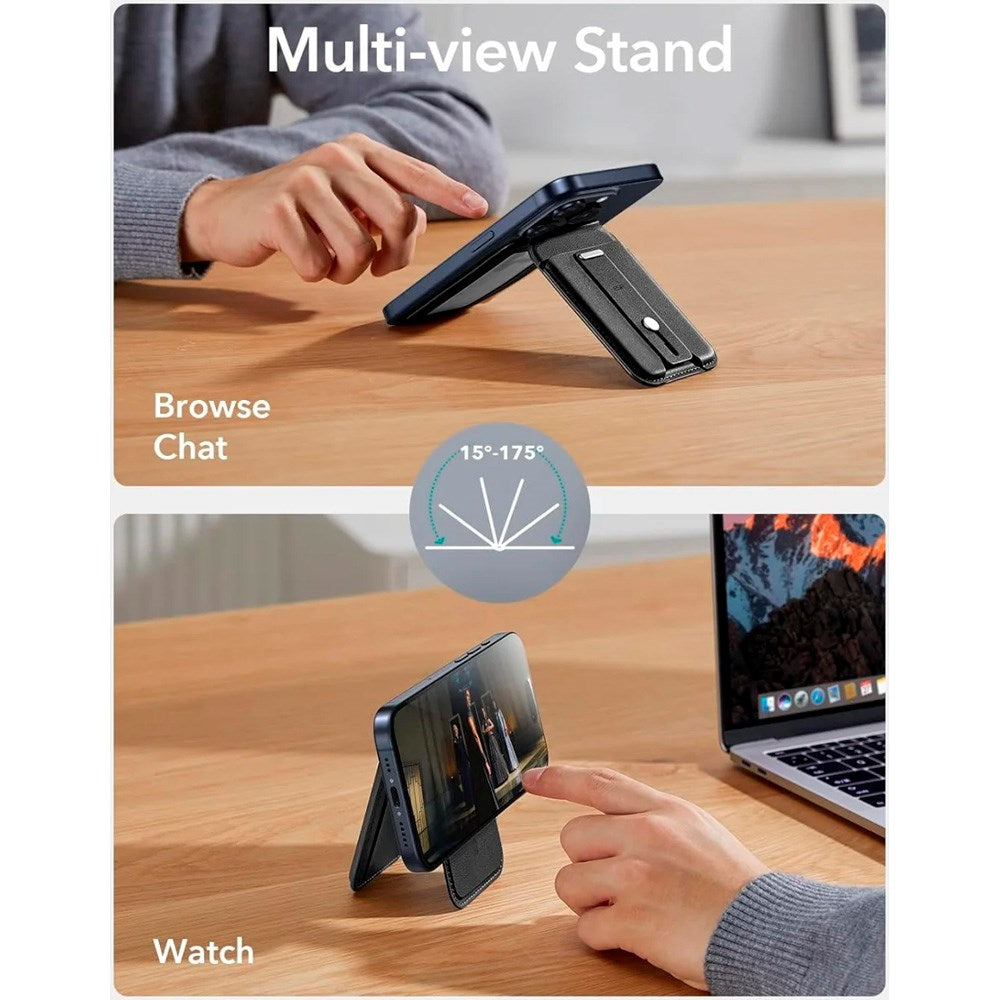 ESR GripWallet Kortholder m. Ståfunksjon - MagSafe Kompatibel - Svart