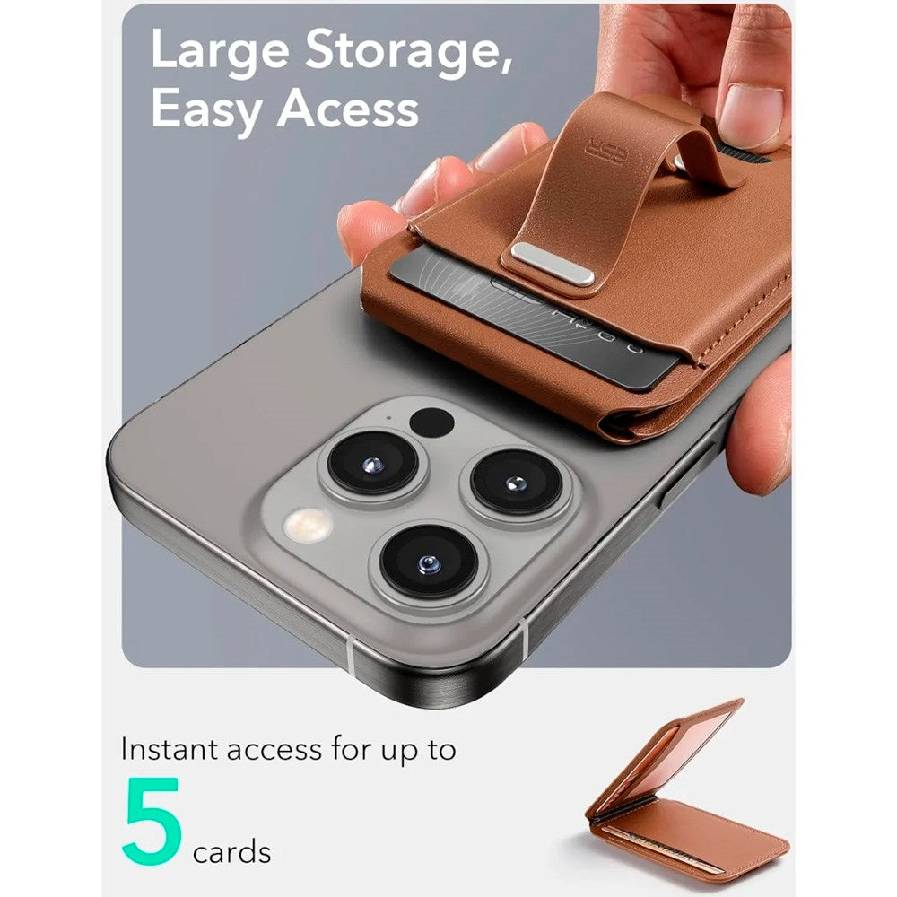 ESR GripWallet Kortholder m. Ståfunksjon - MagSafe Kompatibel - Brun