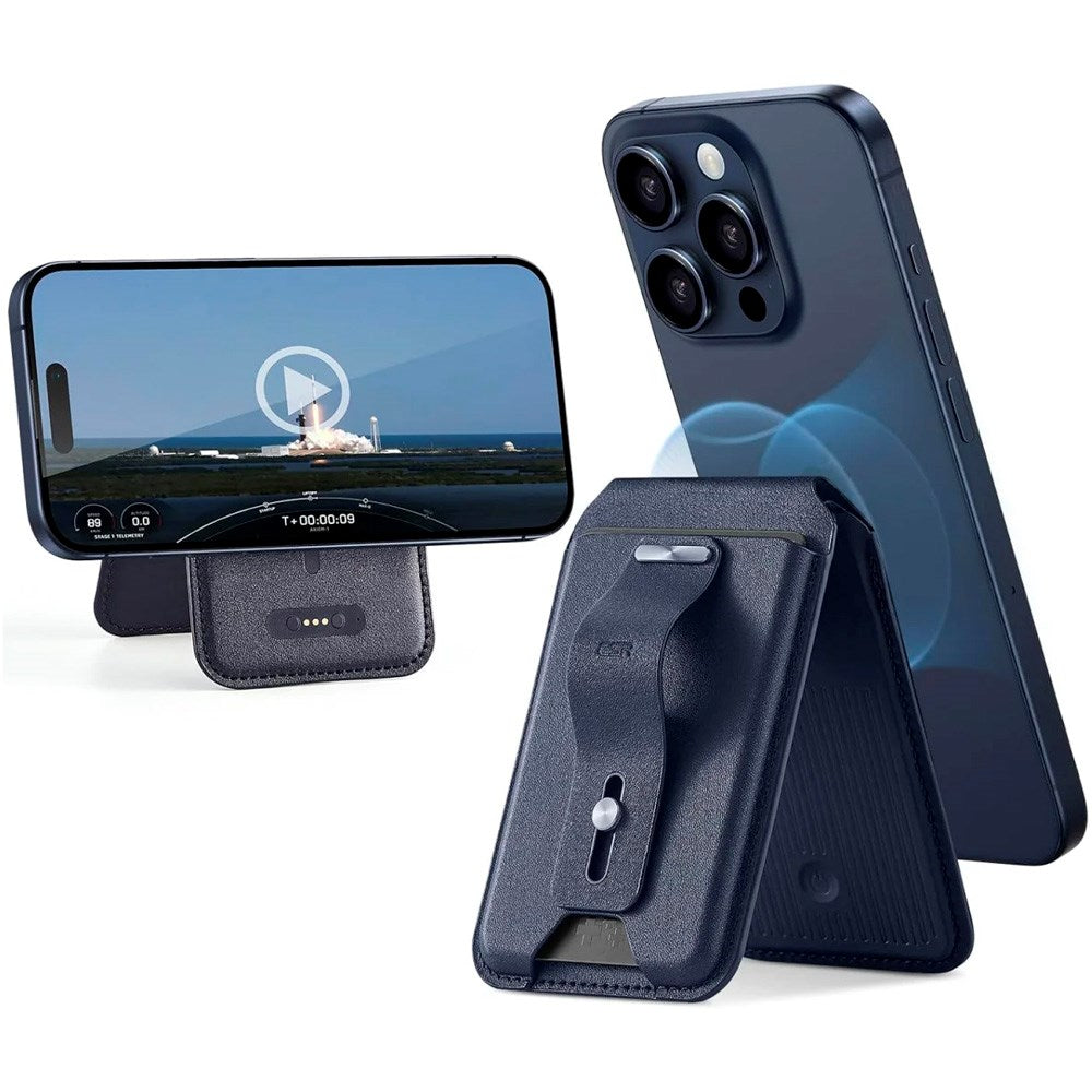 ESR GeoWallet Kortholder m. Ståfunksjon - MagSafe Kompatibel - Blå