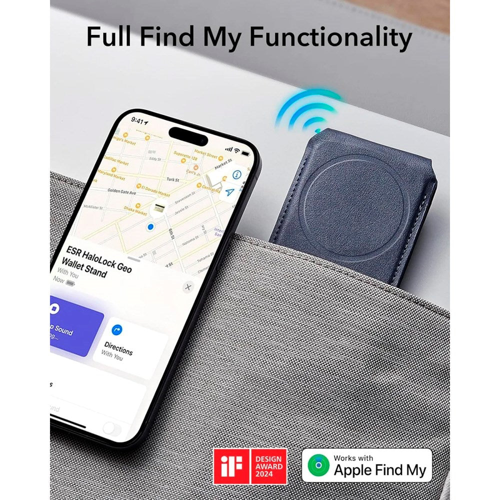 ESR GeoWallet Kortholder m. Ståfunksjon - MagSafe Kompatibel - Blå