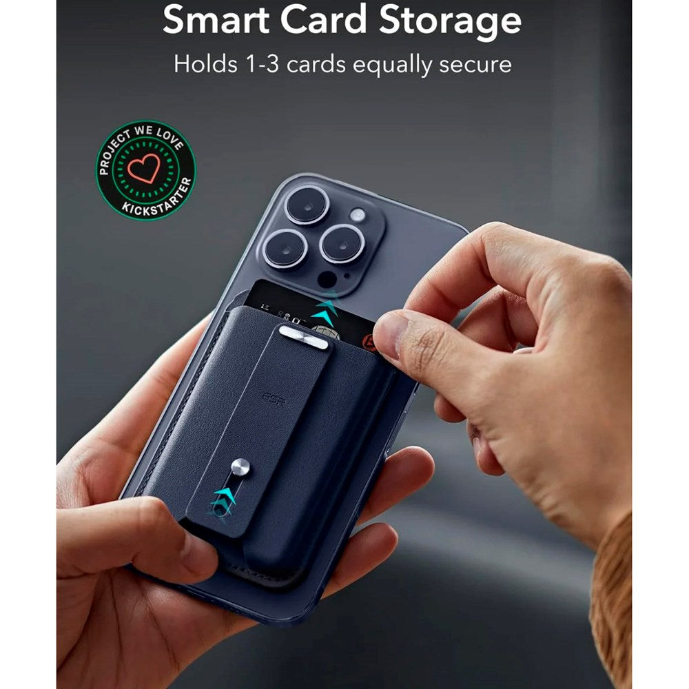 ESR GeoWallet Kortholder m. Ståfunksjon - MagSafe Kompatibel - Blå