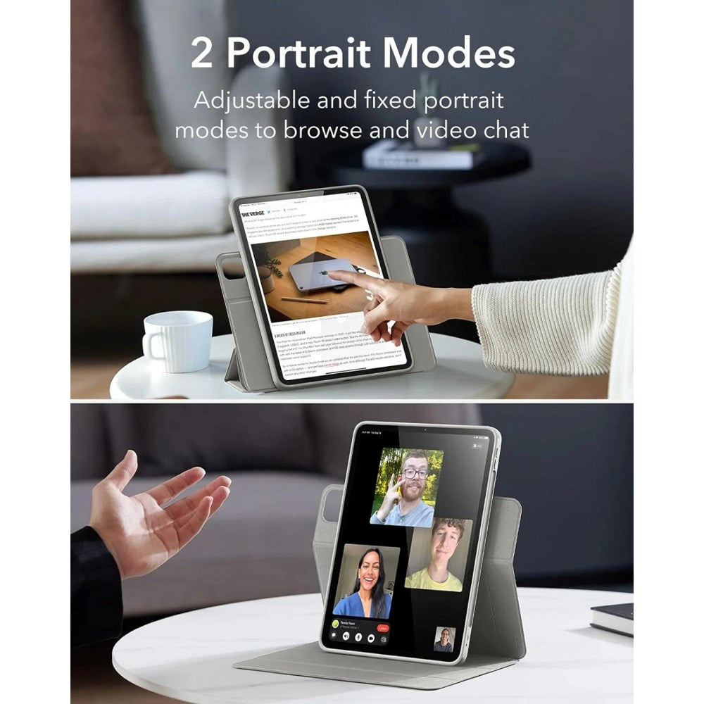 iPad Pro 13" (2025 / 2024) ESR Rebound Hybrid Flip Deksel - Grå