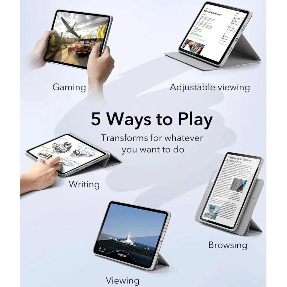 iPad Pro 13" (2025 / 2024) ESR Rebound Hybrid Flip Deksel - Grå