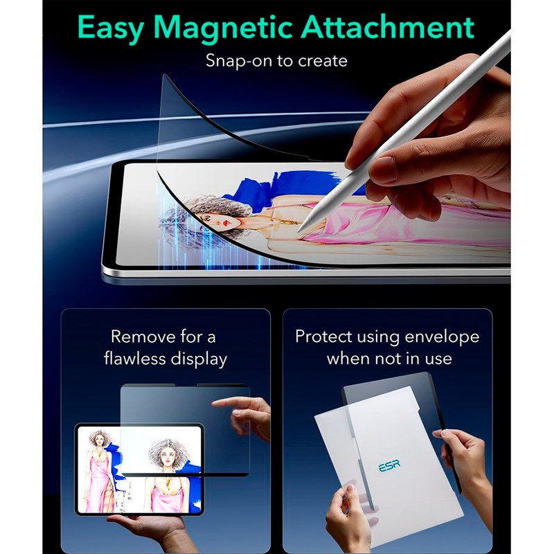 ESR iPad Pro 11" (2024) Magnetisk Paper Feel Skjermbeskytter - Matt / Gjennomsiktig