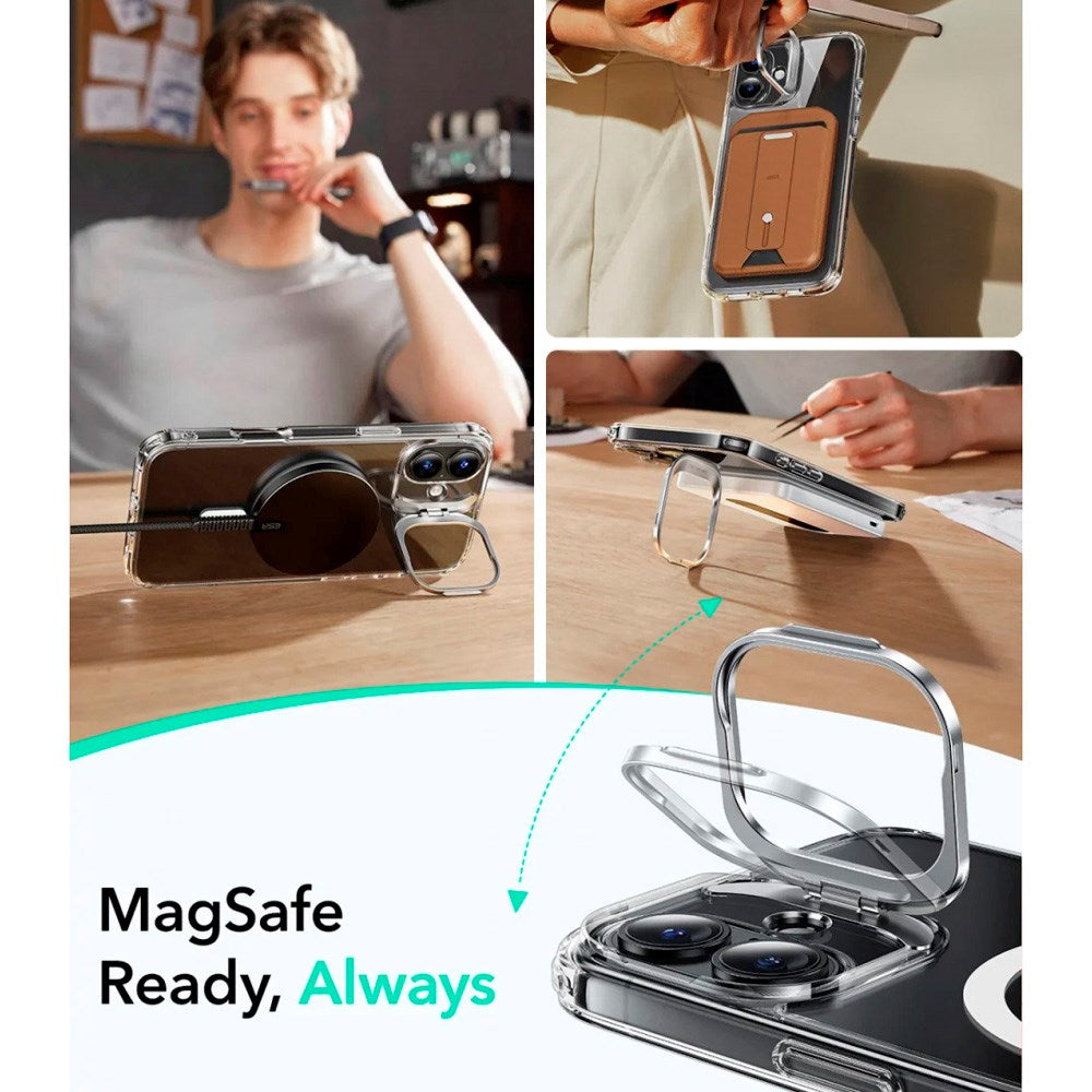 ESR iPhone 16 Classic Hybrid Deksel m. Kickstand - MagSafe Kompatibel - Gjennomsiktig