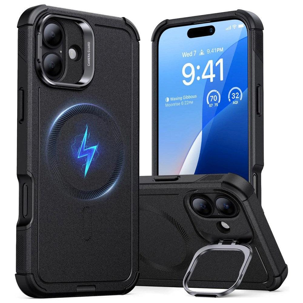 ESR iPhone 16 Cyber Armor Deksel med Kickstand - MagSafe Kompatibel - Svart