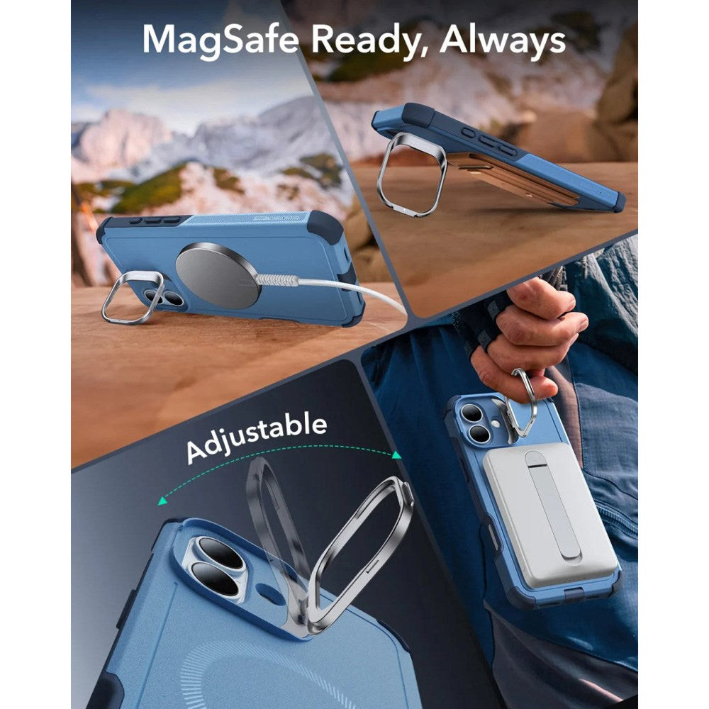 ESR iPhone 16 Cyber Armor Deksel med Kickstand - MagSafe Kompatibel - Blå