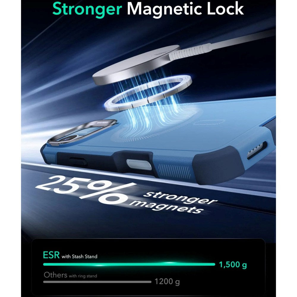ESR iPhone 16 Cyber Armor Deksel med Kickstand - MagSafe Kompatibel - Blå