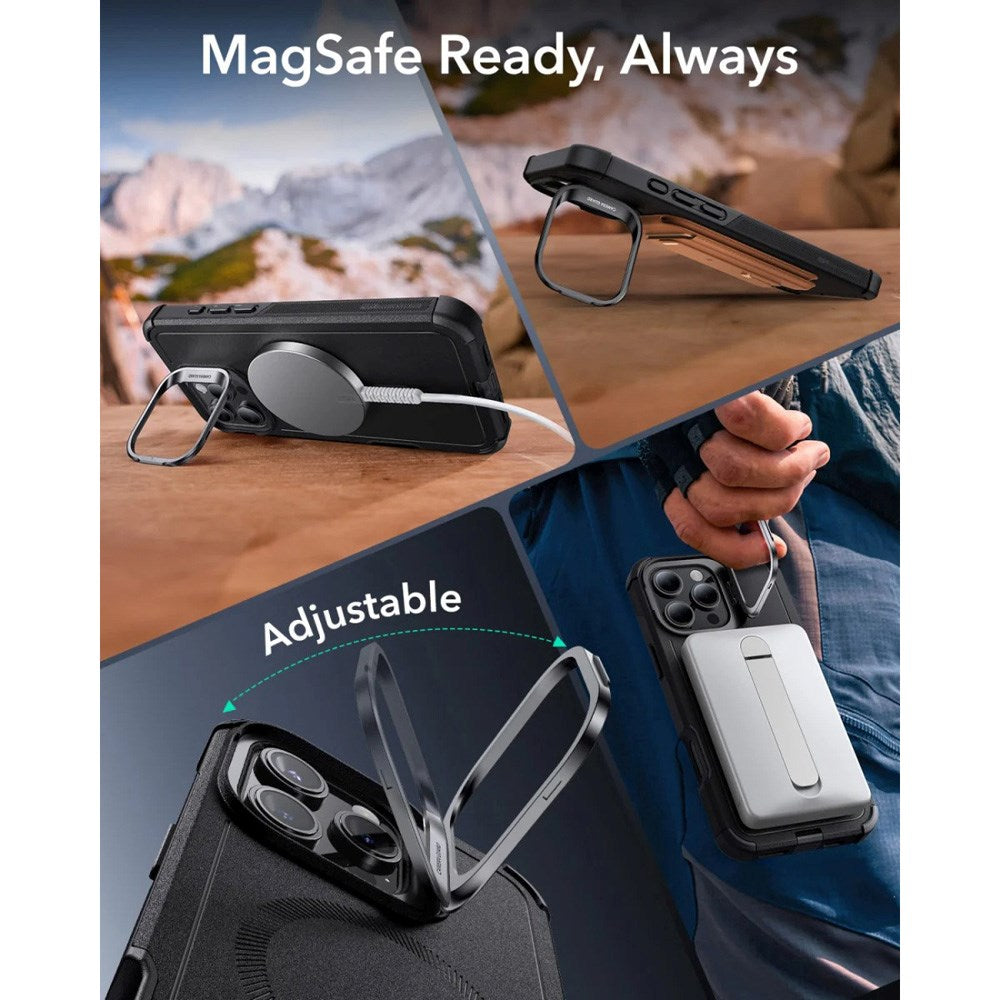 ESR iPhone 16 Pro Cyber Armor Deksel med Kickstand - MagSafe Kompatibel - Svart