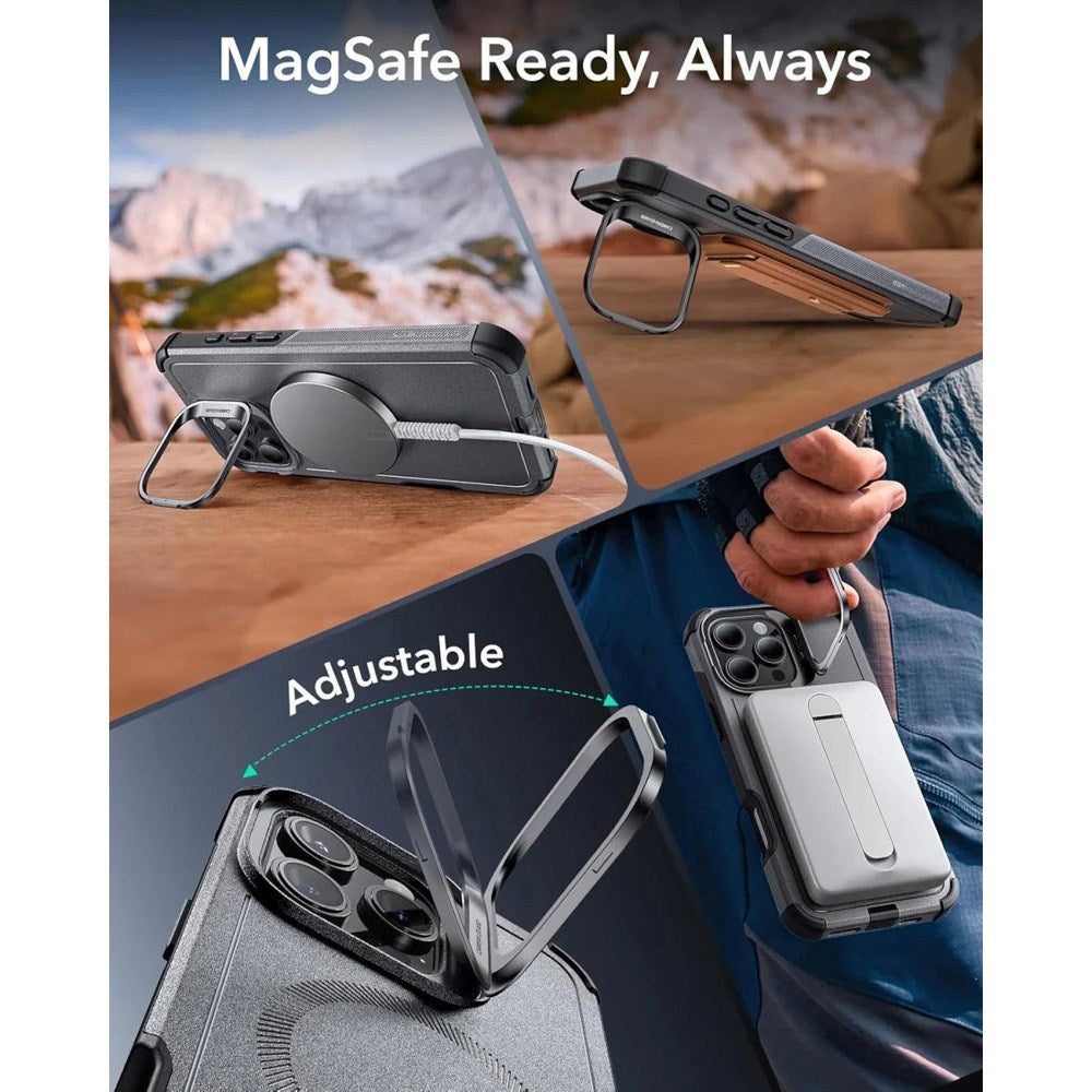 ESR iPhone 16 Pro Cyber Armor Deksel med Kickstand - MagSafe Kompatibel - Grå