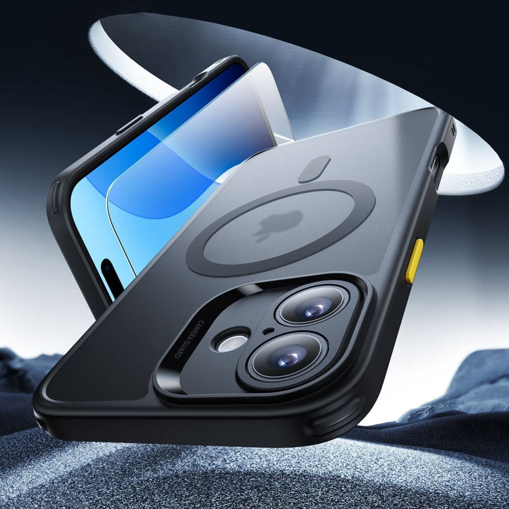 iPhone 16 ESR Classic Pro Set HaloLock m. Bak Deksel & Skjermbeskyttelsesglass – MagSafe Kompatibel – Matt Svart