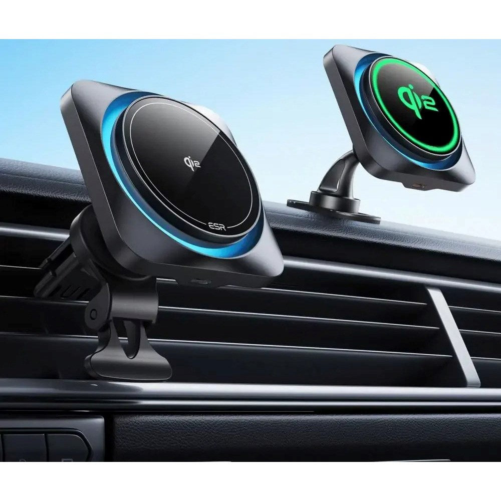 ESR Mobilholder for Bil med CryoBoost Trådløs Lading - Luftventil og Dashbord - MagSafe Kompatibel - Svart