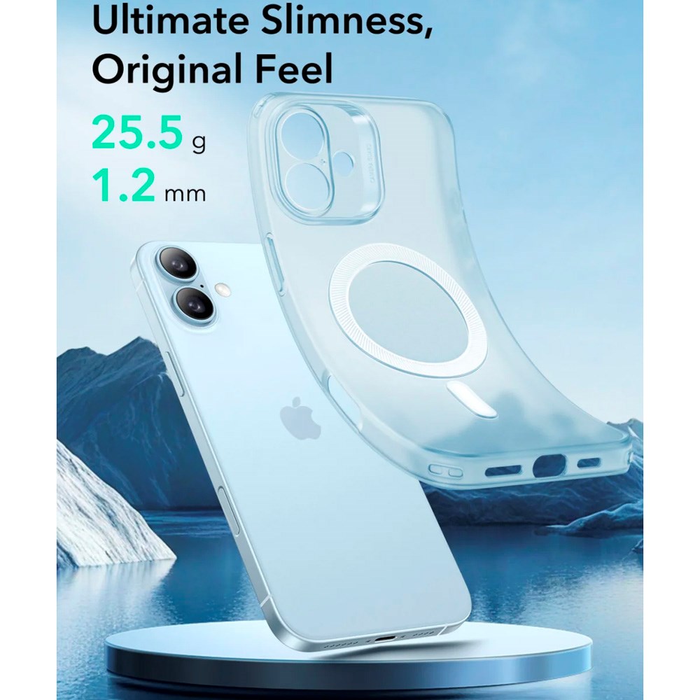 ESR iPhone 16 Zero Clear Fleksibelt Plast Deksel - MagSafe Kompatibel - Matt Blå