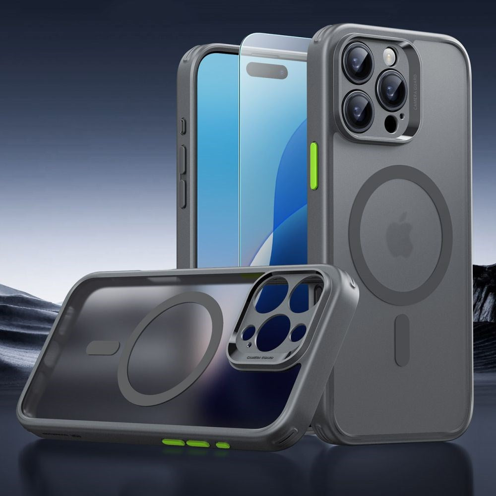 iPhone 16 Pro Max ESR Classic Pro Set HaloLock m. Bak Deksel & Skjermbeskyttelsesglass – MagSafe Kompatibel – Matt Grå