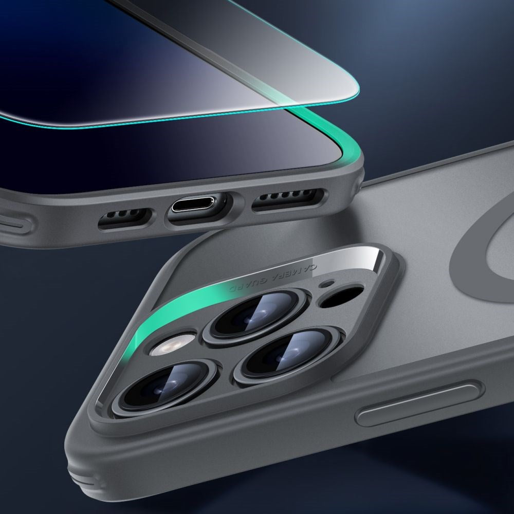 iPhone 16 Pro Max ESR Classic Pro Set HaloLock m. Bak Deksel & Skjermbeskyttelsesglass – MagSafe Kompatibel – Matt Grå