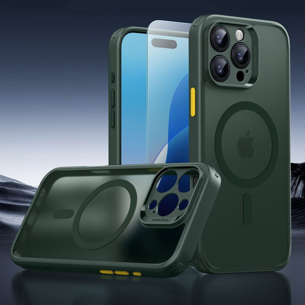 iPhone 16 Pro Max ESR Classic Pro Set HaloLock m. Bak Deksel & Skjermbeskyttelsesglass – MagSafe Kompatibel – Matt Grønn