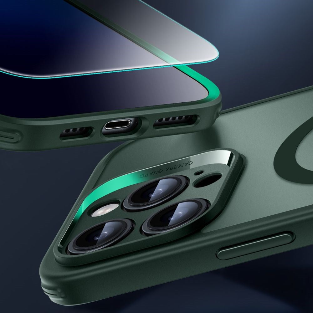 iPhone 16 Pro Max ESR Classic Pro Set HaloLock m. Bak Deksel & Skjermbeskyttelsesglass – MagSafe Kompatibel – Matt Grønn