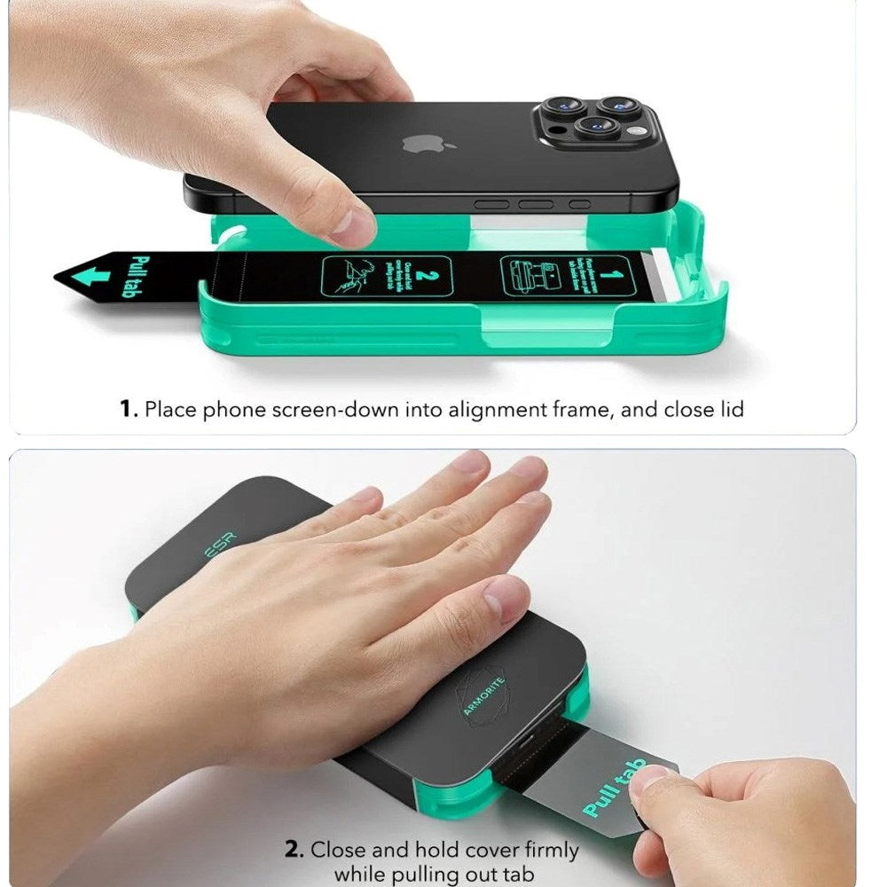 iPhone 16 Pro ESR Armorite Skjermbeskyttelse Herdet Glass med Monteringsboks - Gjennomsiktig