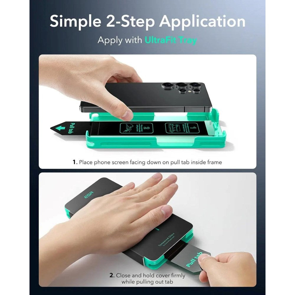 Samsung Galaxy S25 Ultra ESR Armorite Skjermbeskyttelse Herdet Glass med Monteringsboks - 2 stk. - Gjennomsiktig