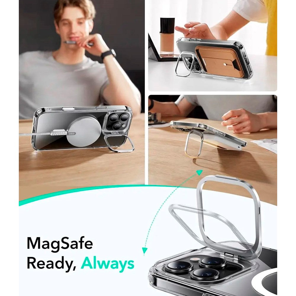 ESR iPhone 16 Pro Classic Hybrid Deksel m. Kickstand - MagSafe Kompatibel - Gjennomsiktig