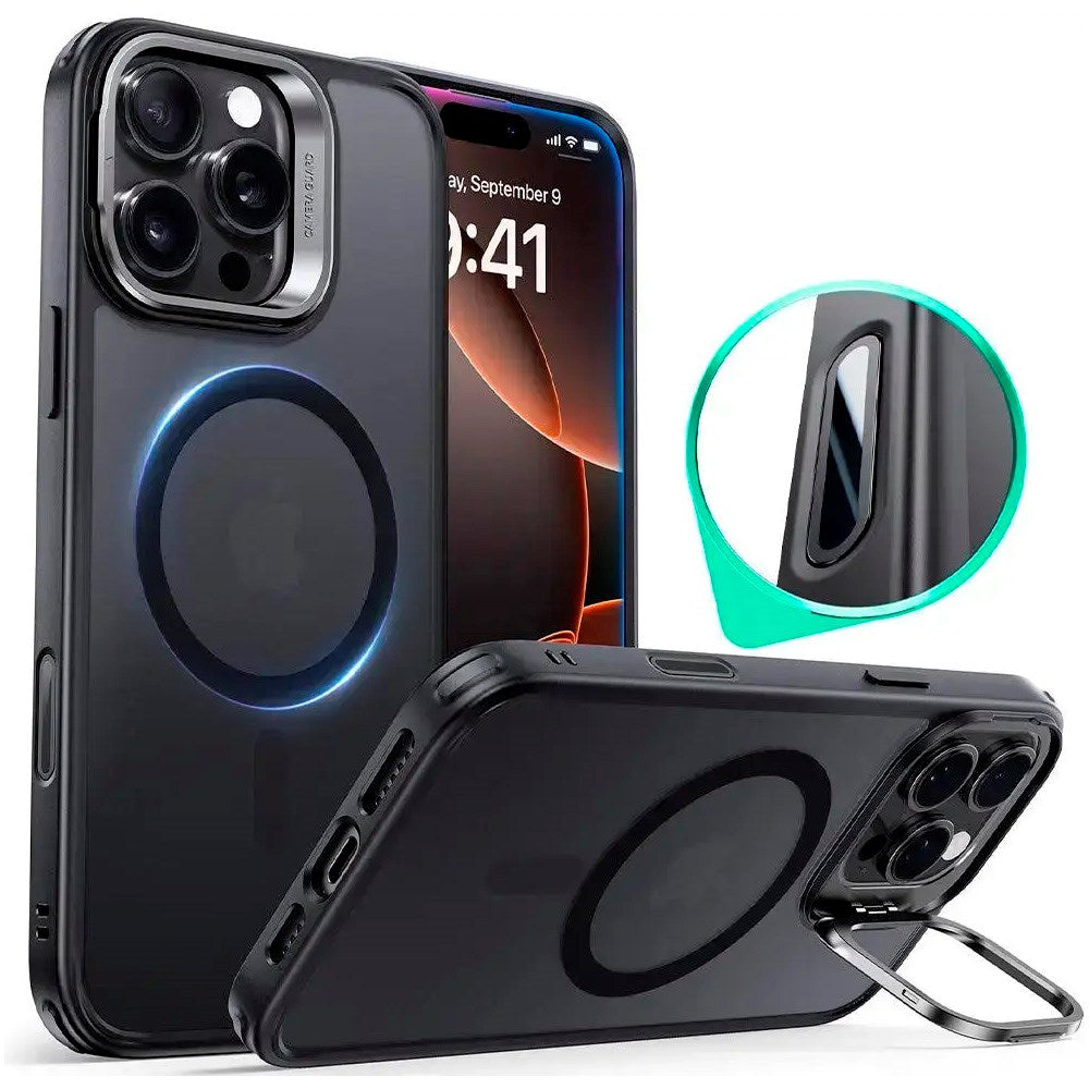 ESR iPhone 16 Pro Max Classic Hybrid Deksel m. Kickstand - MagSafe Kompatibel - Matt Svart