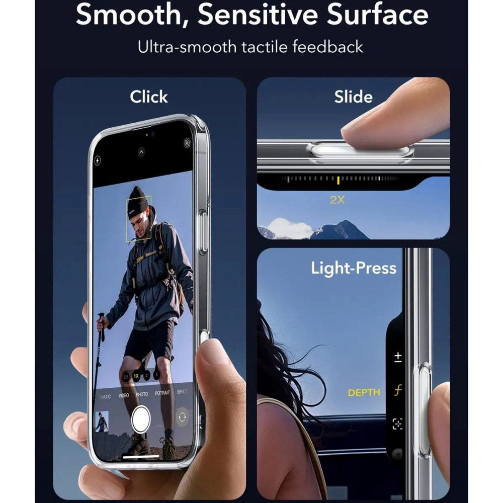 ESR iPhone 16 Classic Hybrid Deksel med Camera Control-Knapp - MagSafe Kompatibel - Matt Gjennomsiktig / Svart