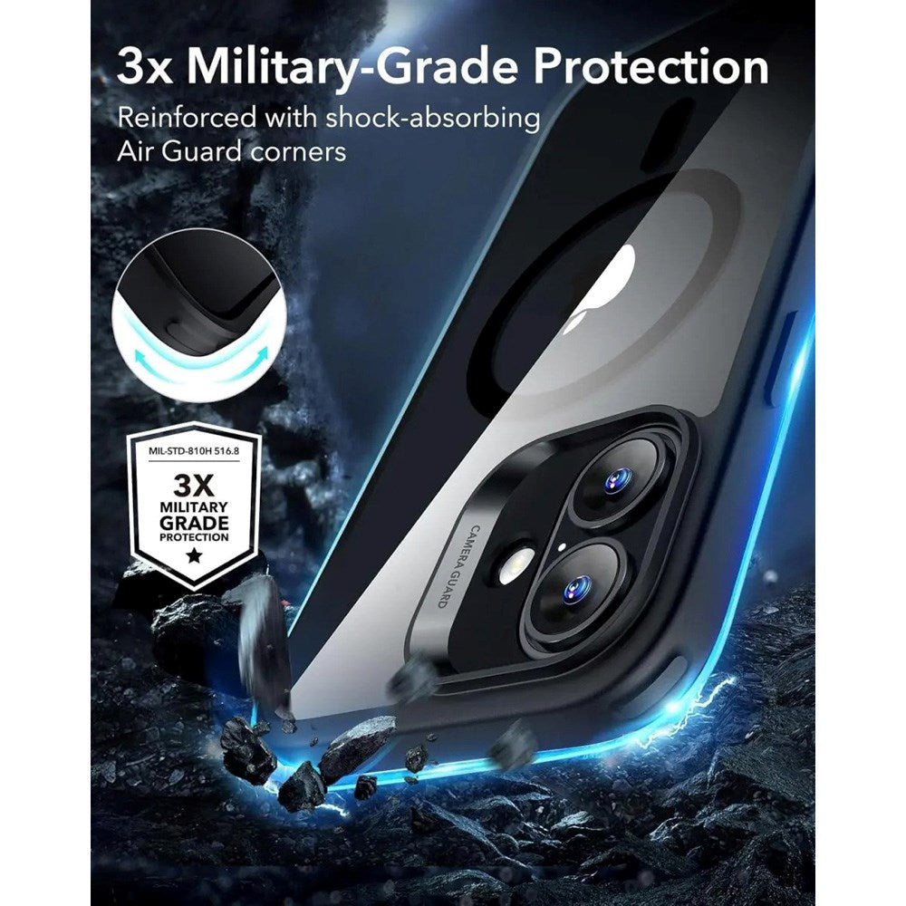 ESR iPhone 16 Classic Hybrid Deksel med Camera Control-Knapp - MagSafe Kompatibel - Gjennomsiktig / Svart